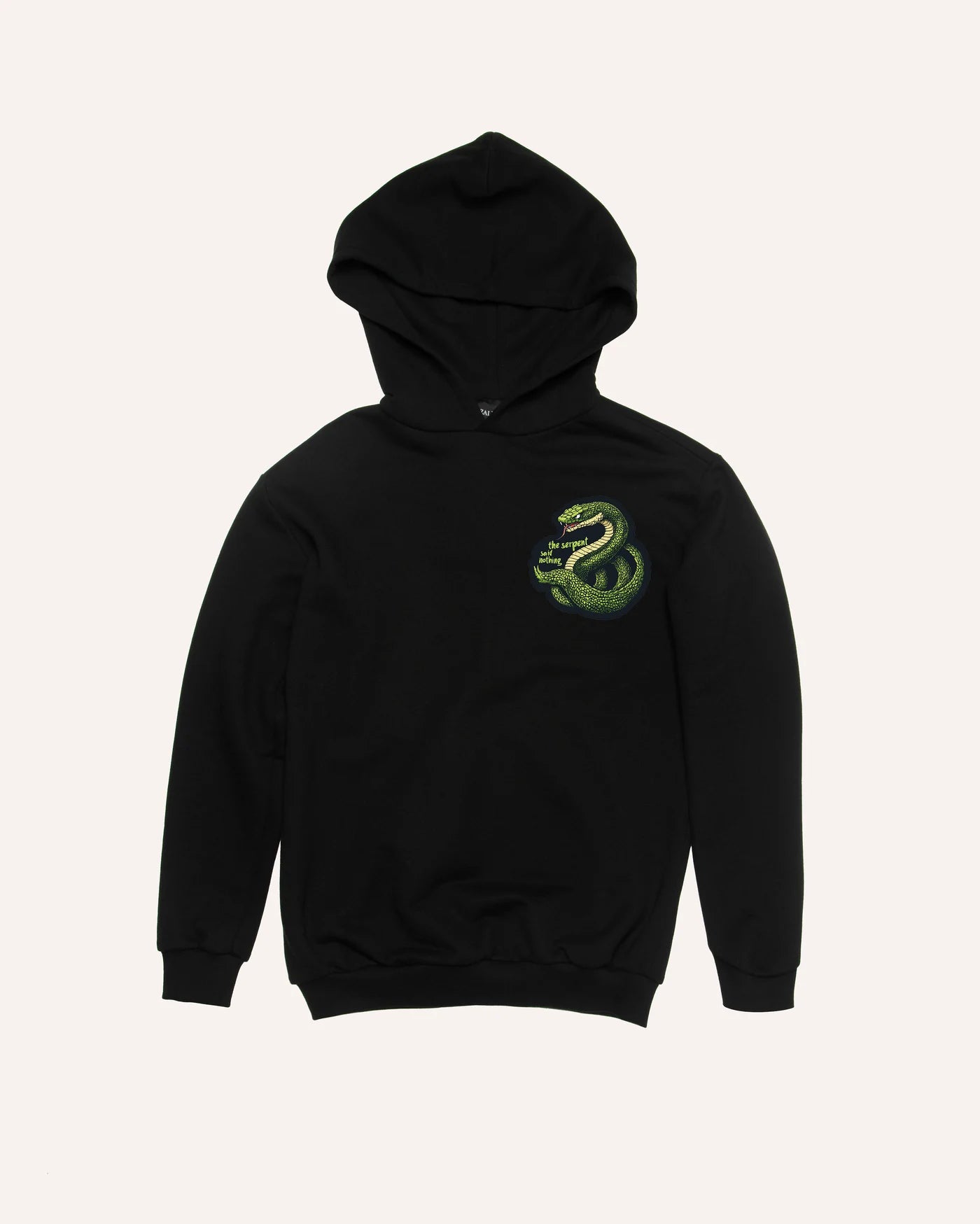 EMBROIDERED GREEN SERPENT HOODIE — BLACK SSN’25 — Silent Coil Edition